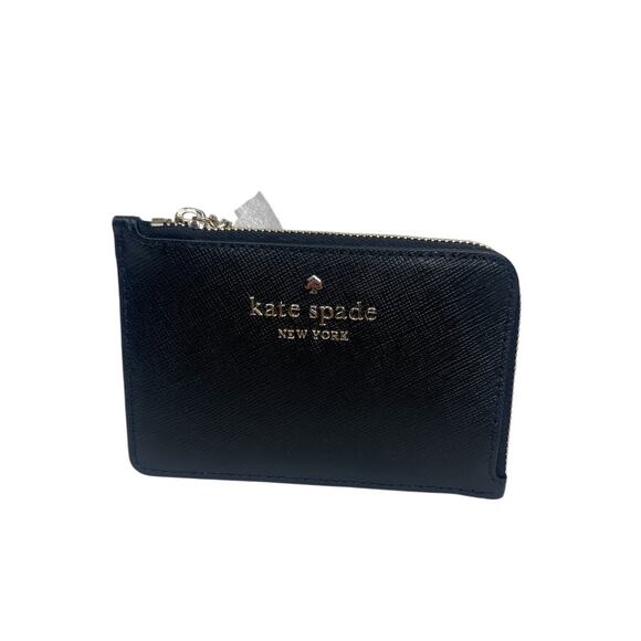 Kate Spade medium l-zip card holder with Key Ring Black - Picture 1 of 6